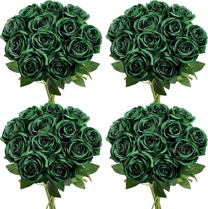 48 PCS Lilac Roses Artificial Flowers, Silk