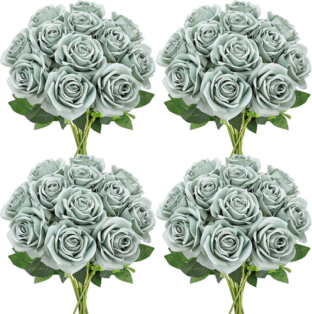 48 PCS Lilac Roses Artificial Flowers, Silk