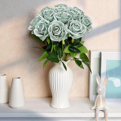 48 PCS Lilac Roses Artificial Flowers, Silk