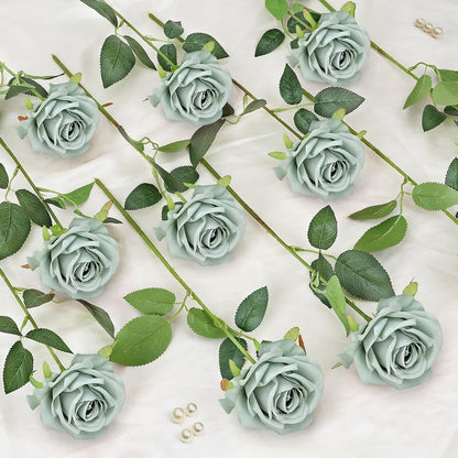 48 PCS Lilac Roses Artificial Flowers, Silk