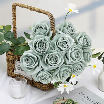 48 PCS Lilac Roses Artificial Flowers, Silk
