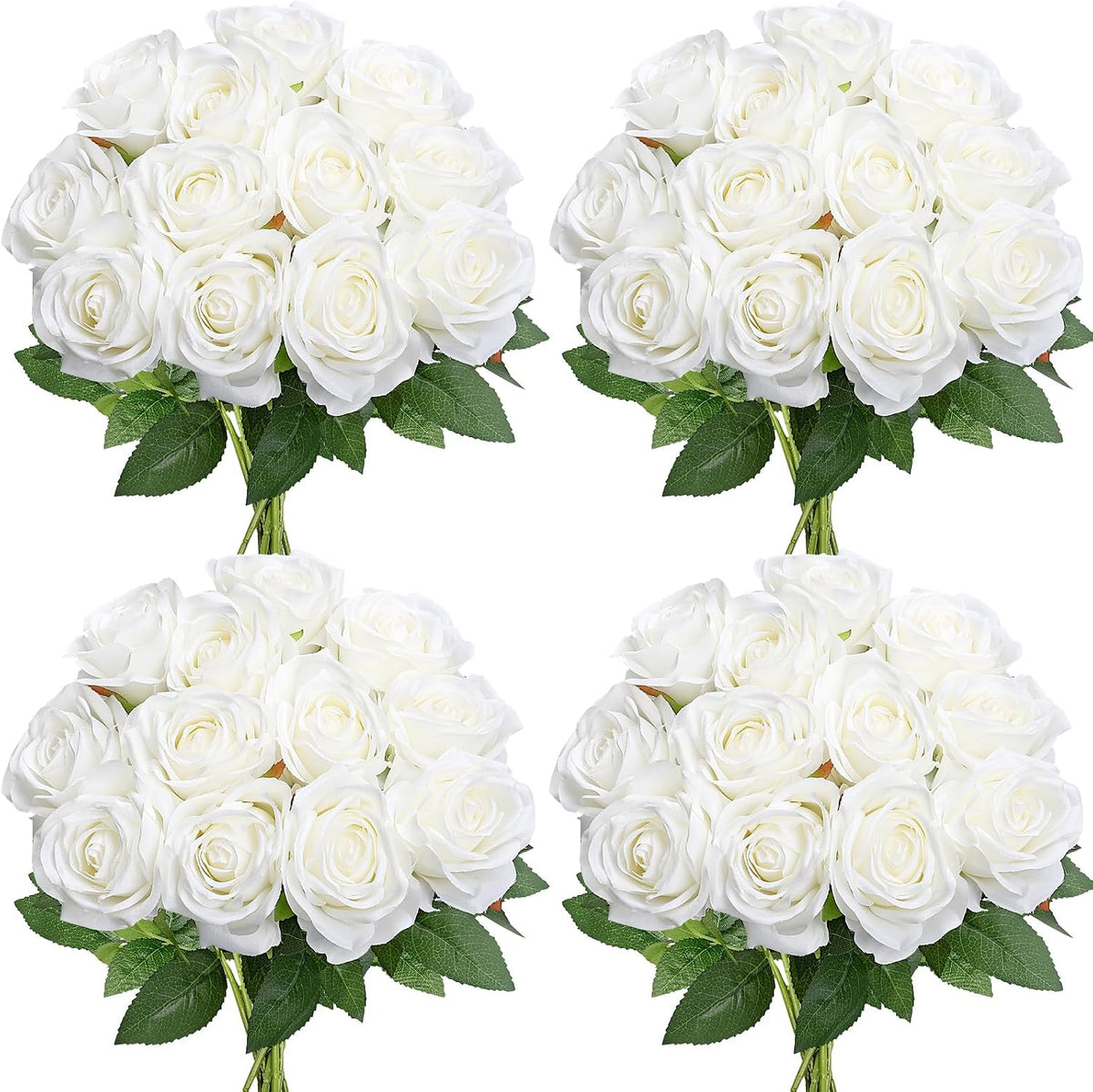 48 PCS Lilac Roses Artificial Flowers, Silk
