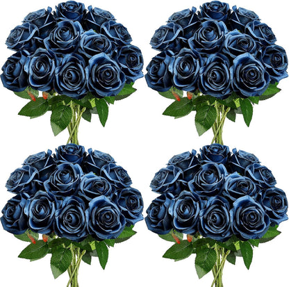 48 PCS Lilac Roses Artificial Flowers, Silk