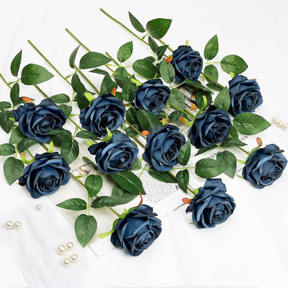 48 PCS Lilac Roses Artificial Flowers, Silk