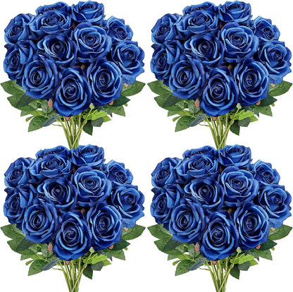 48 PCS Lilac Roses Artificial Flowers, Silk