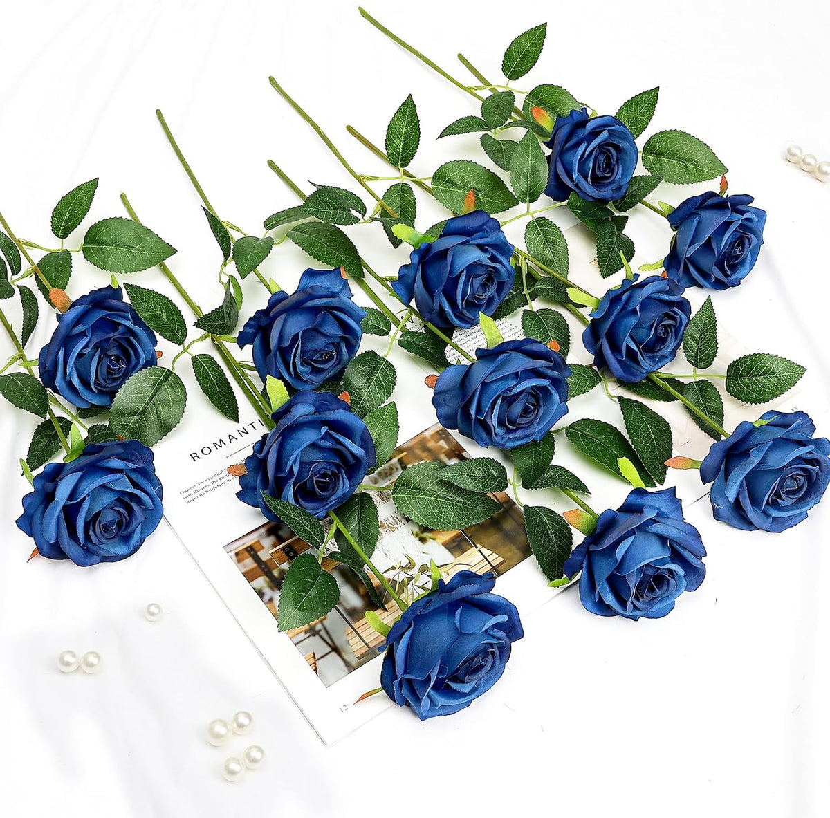 48 PCS Lilac Roses Artificial Flowers, Silk