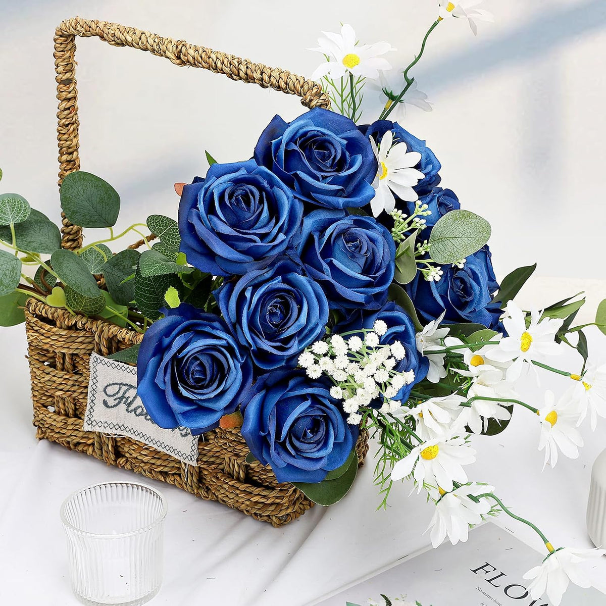 48 PCS Lilac Roses Artificial Flowers, Silk