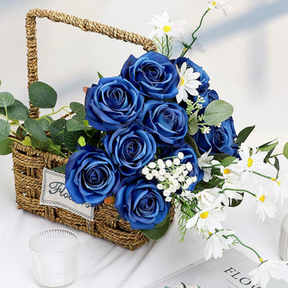 48 PCS Lilac Roses Artificial Flowers, Silk