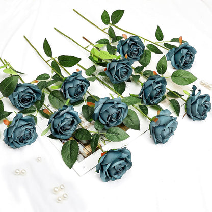 48 PCS Lilac Roses Artificial Flowers, Silk