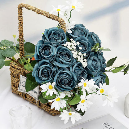 48 PCS Lilac Roses Artificial Flowers, Silk