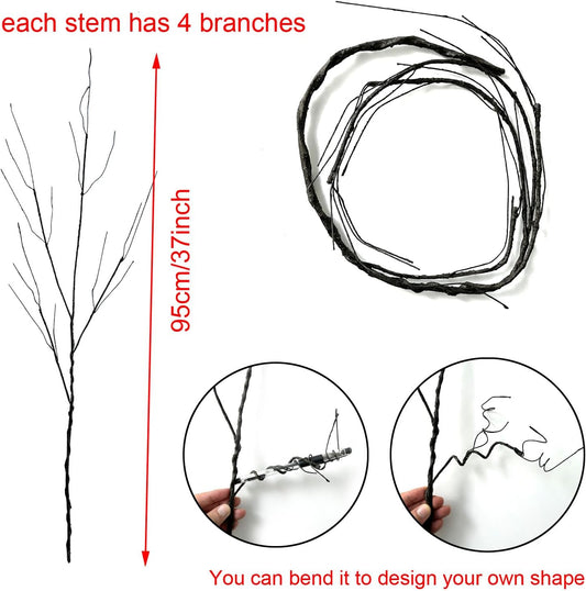 3Pcs 37" Lifelike Curly Branches Dry Artificial Twigs Fake Plants Bendable Sticks Stems for DIY Craft Vases Home Wedding Garden Hotel Office Decor
