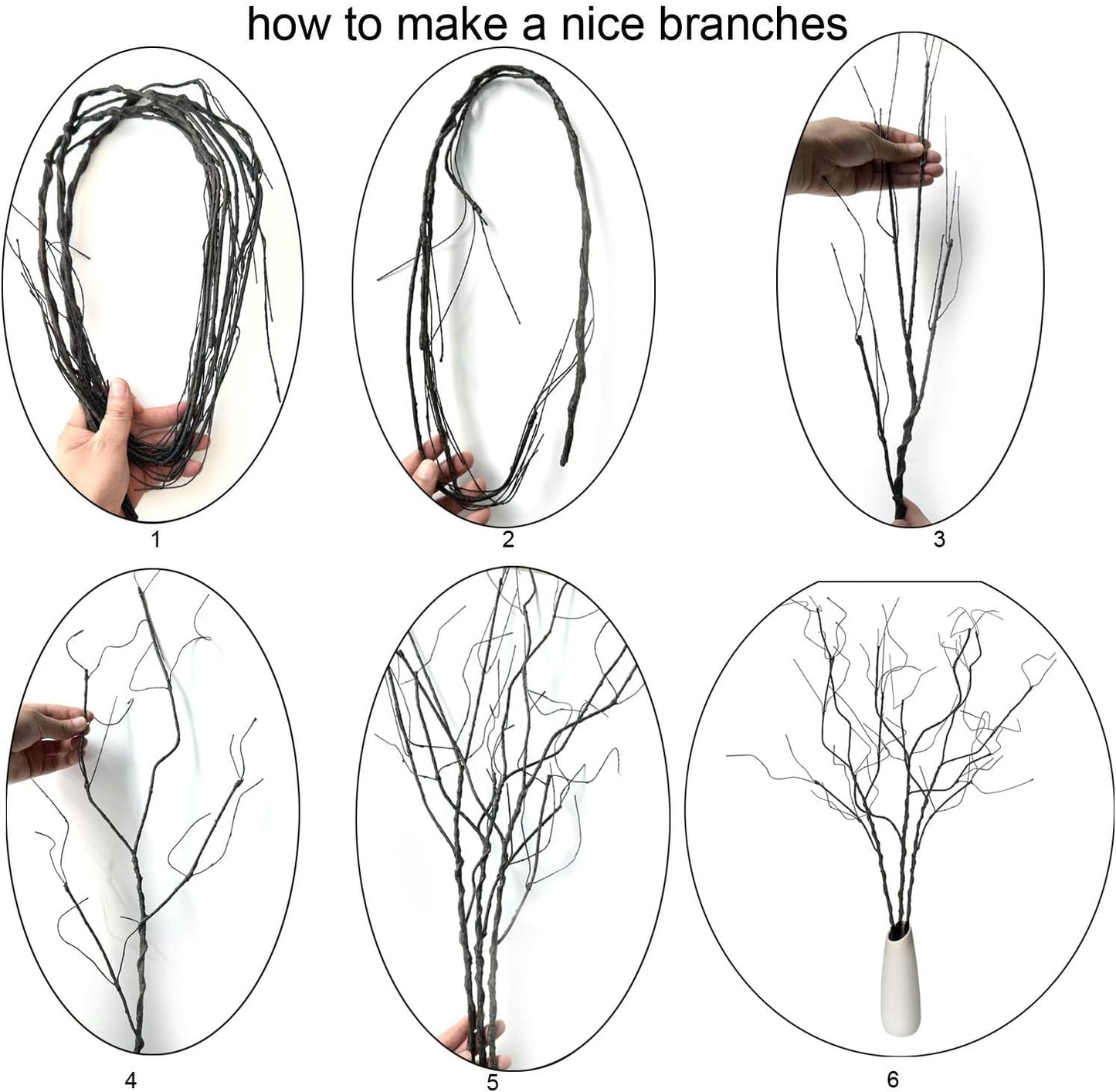 3Pcs 37" Lifelike Curly Branches Dry Artificial Twigs Fake Plants Bendable Sticks Stems for DIY Craft Vases Home Wedding Garden Hotel Office Decor