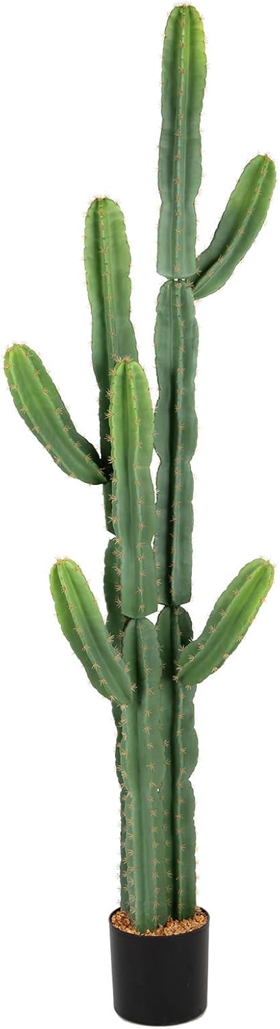 UV-Resistant Artificial Fake Cactus Plants 4ft – Large Faux Cowboy Cactus for Indoor & Outdoor Home, Office, or Garden Decor