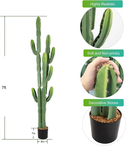 UV-Resistant Artificial Fake Cactus Plants 4ft – Large Faux Cowboy Cactus for Indoor & Outdoor Home, Office, or Garden Decor