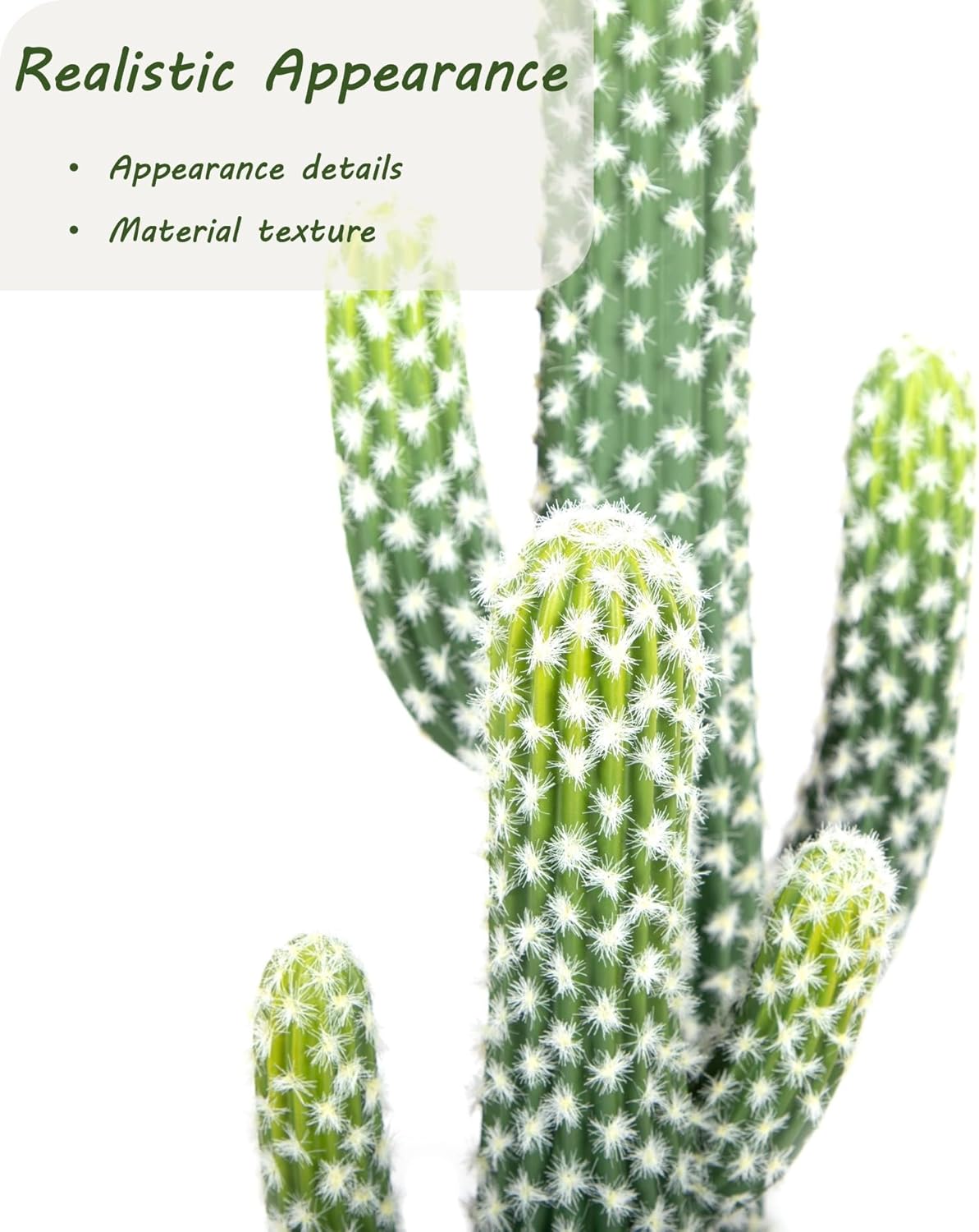 UV-Resistant Artificial Fake Cactus Plants 4ft – Large Faux Cowboy Cactus for Indoor & Outdoor Home, Office, or Garden Decor