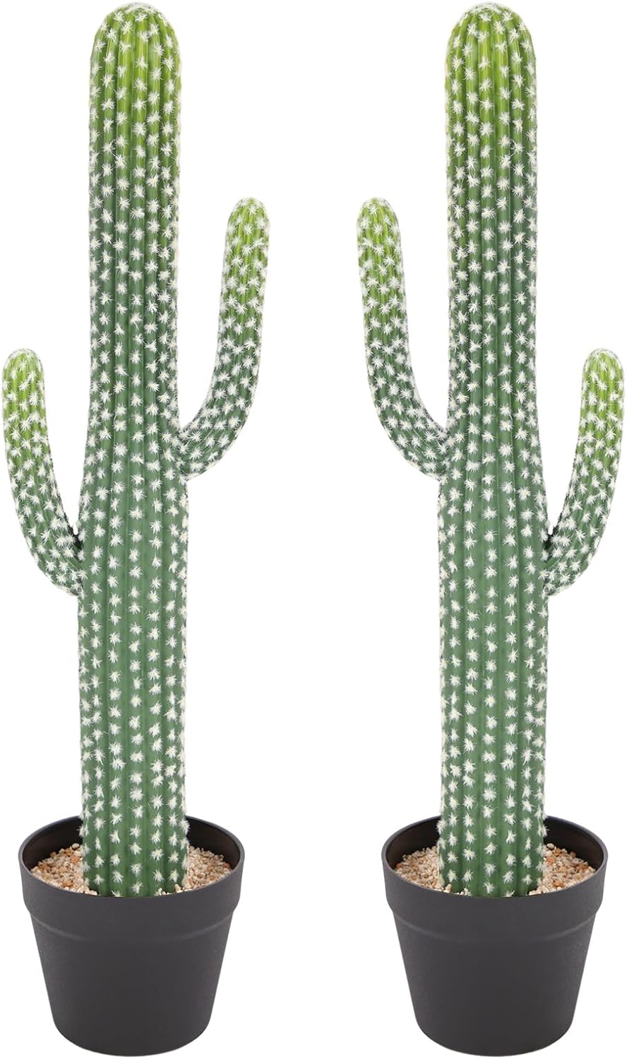 UV-Resistant Artificial Fake Cactus Plants 4ft – Large Faux Cowboy Cactus for Indoor & Outdoor Home, Office, or Garden Decor
