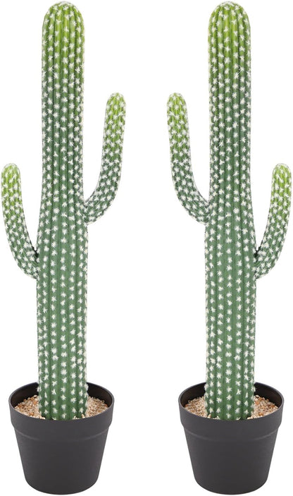 UV-Resistant Artificial Fake Cactus Plants 4ft – Large Faux Cowboy Cactus for Indoor & Outdoor Home, Office, or Garden Decor