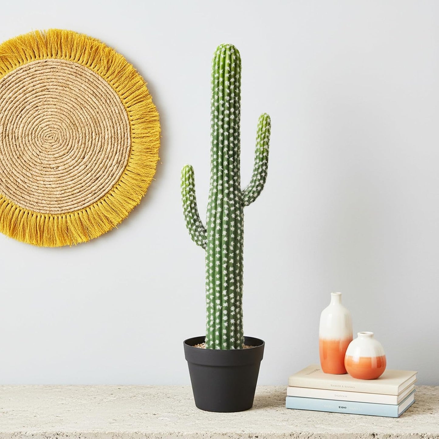 UV-Resistant Artificial Fake Cactus Plants 4ft – Large Faux Cowboy Cactus for Indoor & Outdoor Home, Office, or Garden Decor