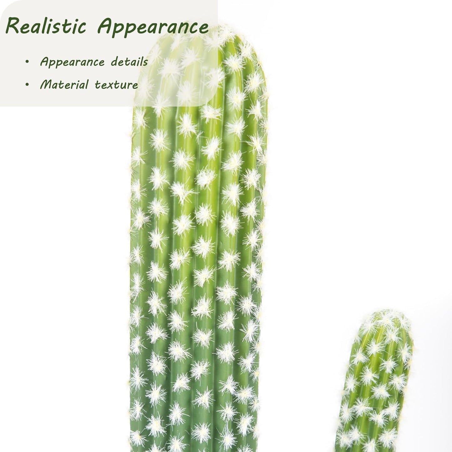 UV-Resistant Artificial Fake Cactus Plants 4ft – Large Faux Cowboy Cactus for Indoor & Outdoor Home, Office, or Garden Decor