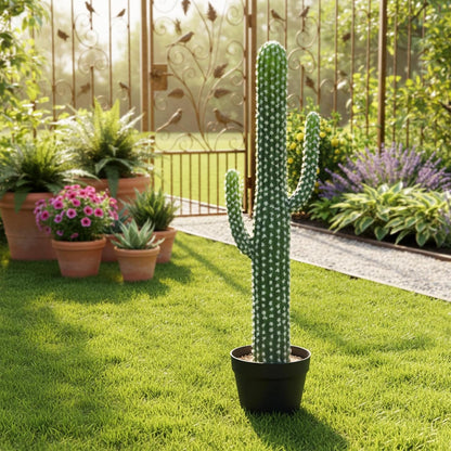 UV-Resistant Artificial Fake Cactus Plants 4ft – Large Faux Cowboy Cactus for Indoor & Outdoor Home, Office, or Garden Decor