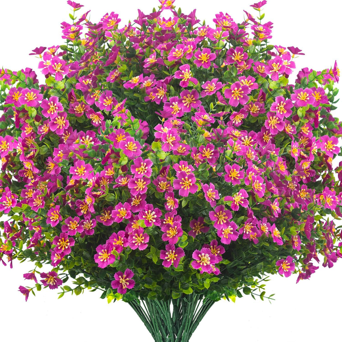 Outdoor Artificial Flowers UV Resistant & Fade Proof, 12 Pack Realistic Fake Flowers for Garden, Patio, Lawn Decor - Weatherproof Plastic Plants (White)
