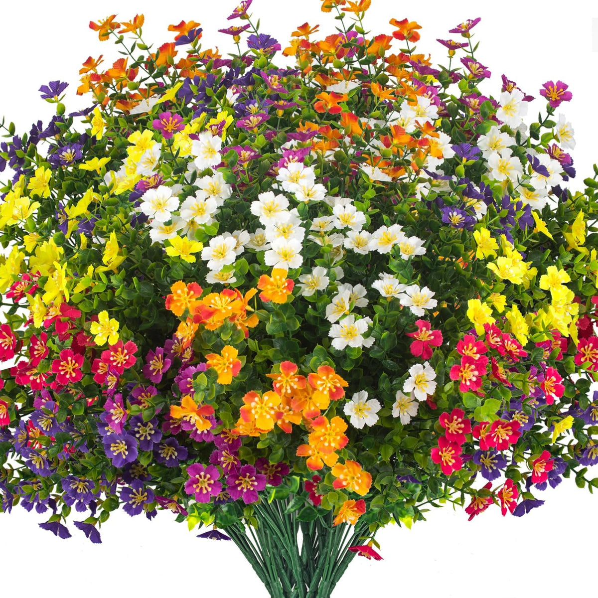 Outdoor Artificial Flowers UV Resistant & Fade Proof, 12 Pack Realistic Fake Flowers for Garden, Patio, Lawn Decor - Weatherproof Plastic Plants (White)