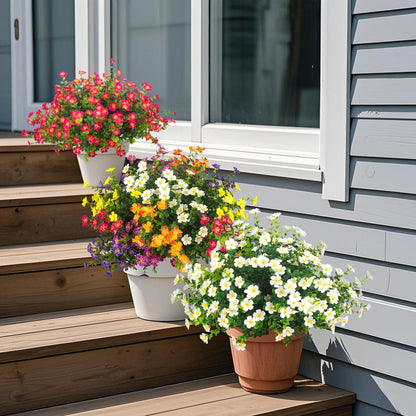 Outdoor Artificial Flowers UV Resistant & Fade Proof, 12 Pack Realistic Fake Flowers for Garden, Patio, Lawn Decor - Weatherproof Plastic Plants (White)