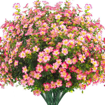 Outdoor Artificial Flowers UV Resistant & Fade Proof, 12 Pack Realistic Fake Flowers for Garden, Patio, Lawn Decor - Weatherproof Plastic Plants (White)