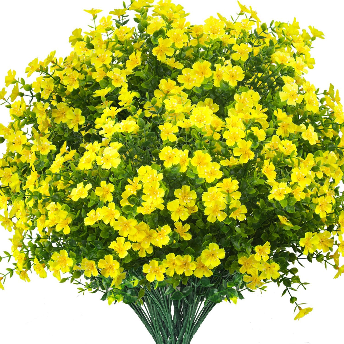 Outdoor Artificial Flowers UV Resistant & Fade Proof, 12 Pack Realistic Fake Flowers for Garden, Patio, Lawn Decor - Weatherproof Plastic Plants (White)