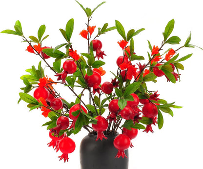 Artificial Pomegranate Fruit Flowers, 3pcs, 37 inch