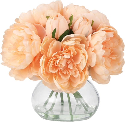 Artificial Hydrangea Flowers with Glass Vase & Fake Water - Faux Hydrangea for Home Table, Wedding Party, Office Decor | Realistic Fake Hydrangeas, Silk Flowers for Vase Arrangement(Hydrangea, white)