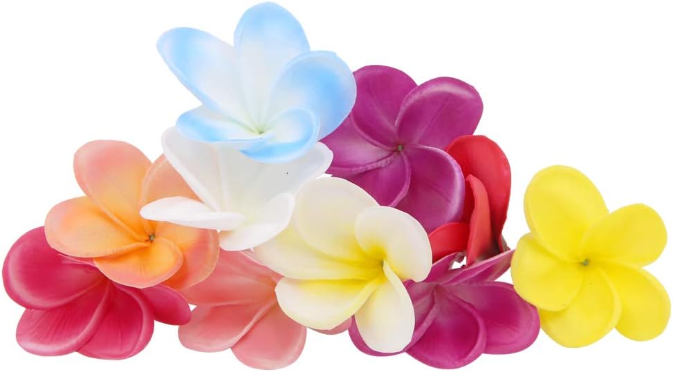 Bunch of 10 PU Real Touch Lifelike Artificial Plumeria Frangipani Flower Bouquets Fake Wedding Cake Home Party Decoration (White)