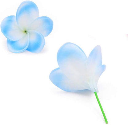 Bunch of 10 PU Real Touch Lifelike Artificial Plumeria Frangipani Flower Bouquets Fake Wedding Cake Home Party Decoration (White)