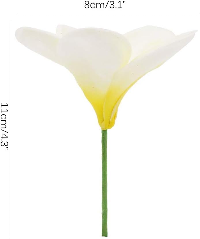 Bunch of 10 PU Real Touch Lifelike Artificial Plumeria Frangipani Flower Bouquets Fake Wedding Cake Home Party Decoration (White)