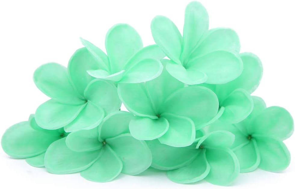 Bunch of 10 PU Real Touch Lifelike Artificial Plumeria Frangipani Flower Bouquets Fake Wedding Cake Home Party Decoration (White)