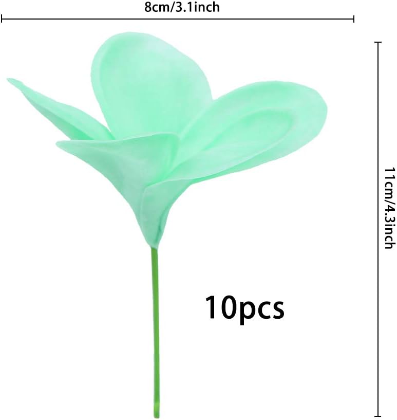 Bunch of 10 PU Real Touch Lifelike Artificial Plumeria Frangipani Flower Bouquets Fake Wedding Cake Home Party Decoration (White)
