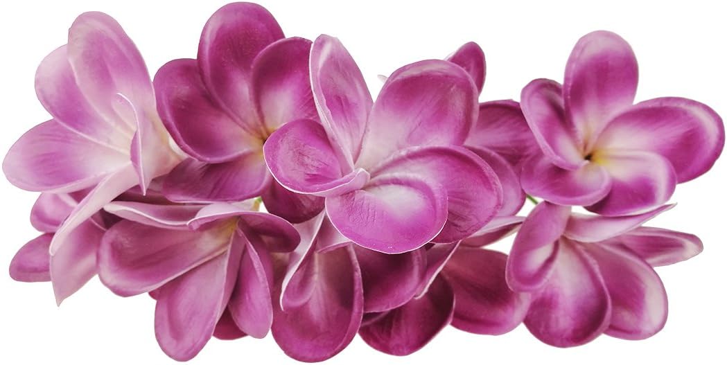 Bunch of 10 PU Real Touch Lifelike Artificial Plumeria Frangipani Flower Bouquets Fake Wedding Cake Home Party Decoration (White)