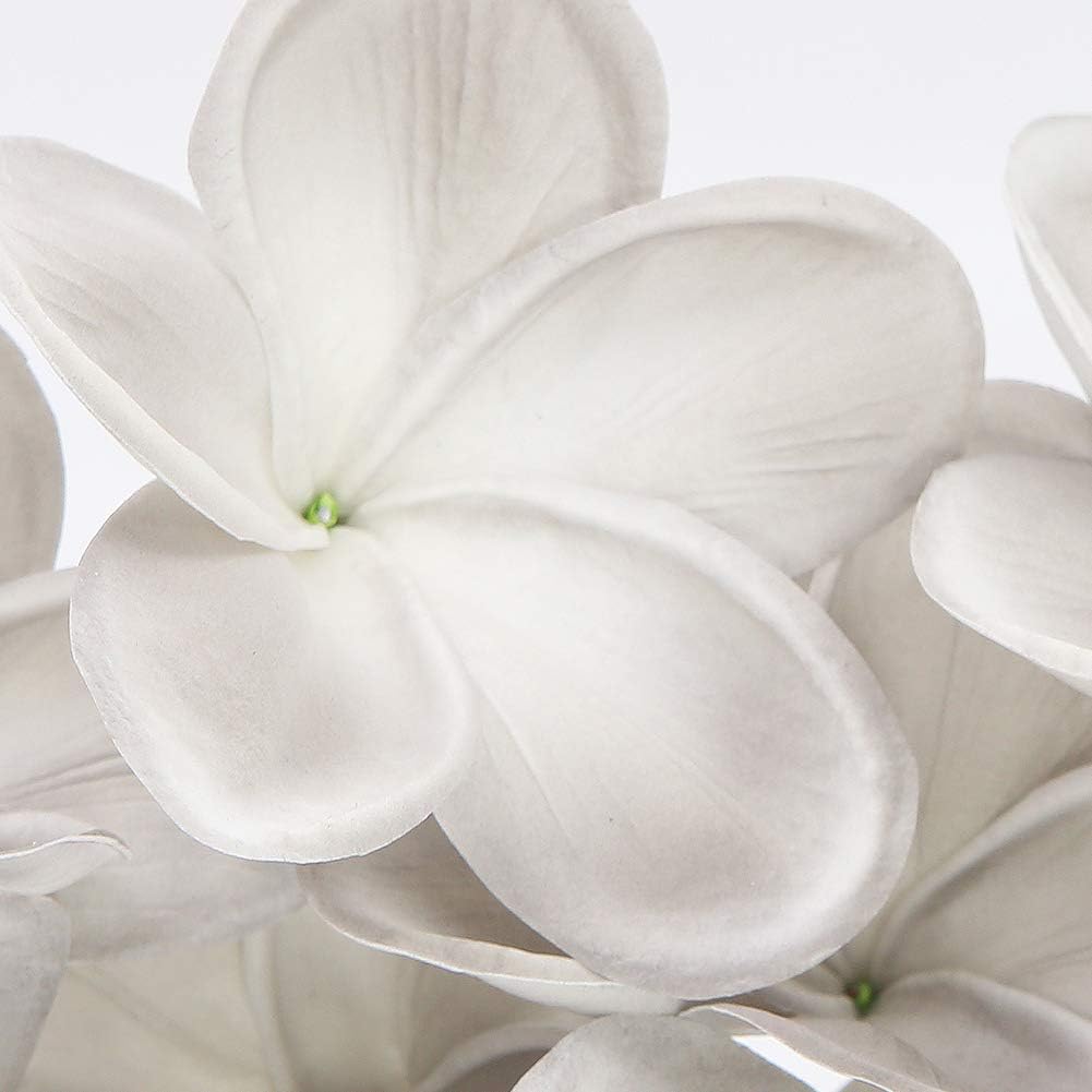 Bunch of 10 PU Real Touch Lifelike Artificial Plumeria Frangipani Flower Bouquets Fake Wedding Cake Home Party Decoration (White)