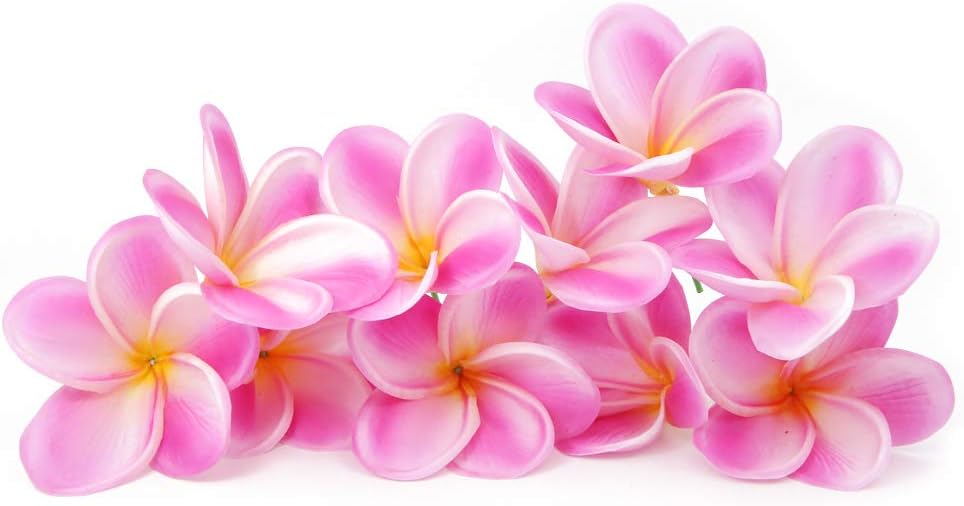 Bunch of 10 PU Real Touch Lifelike Artificial Plumeria Frangipani Flower Bouquets Fake Wedding Cake Home Party Decoration (White)
