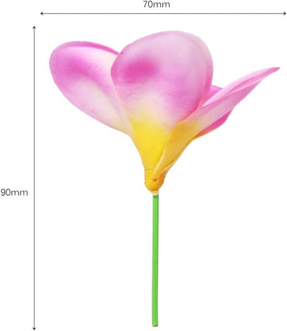 Bunch of 10 PU Real Touch Lifelike Artificial Plumeria Frangipani Flower Bouquets Fake Wedding Cake Home Party Decoration (White)