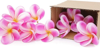Bunch of 10 PU Real Touch Lifelike Artificial Plumeria Frangipani Flower Bouquets Fake Wedding Cake Home Party Decoration (White)