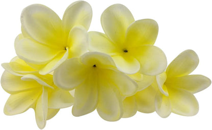 Bunch of 10 PU Real Touch Lifelike Artificial Plumeria Frangipani Flower Bouquets Fake Wedding Cake Home Party Decoration (White)