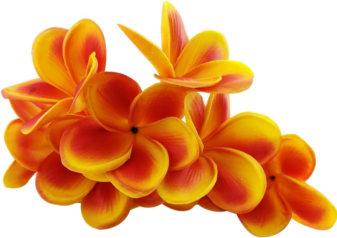 Bunch of 10 PU Real Touch Lifelike Artificial Plumeria Frangipani Flower Bouquets Fake Wedding Cake Home Party Decoration (White)