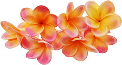 Bunch of 10 PU Real Touch Lifelike Artificial Plumeria Frangipani Flower Bouquets Fake Wedding Cake Home Party Decoration (White)