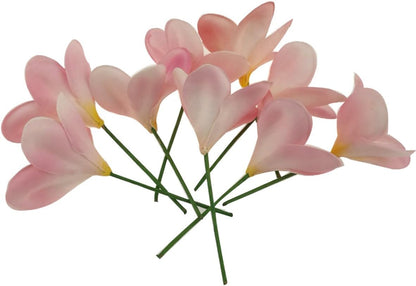 Bunch of 10 PU Real Touch Lifelike Artificial Plumeria Frangipani Flower Bouquets Fake Wedding Cake Home Party Decoration (White)