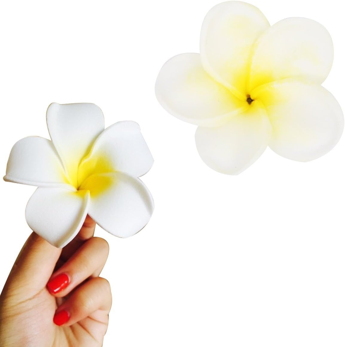 Bunch of 10 PU Real Touch Lifelike Artificial Plumeria Frangipani Flower Bouquets Fake Wedding Cake Home Party Decoration (White)