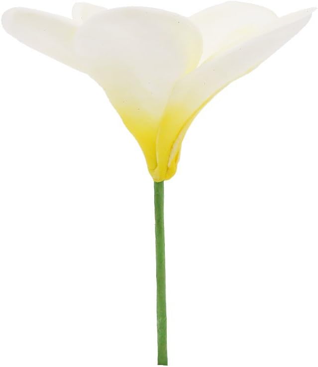Bunch of 10 PU Real Touch Lifelike Artificial Plumeria Frangipani Flower Bouquets Fake Wedding Cake Home Party Decoration (White)