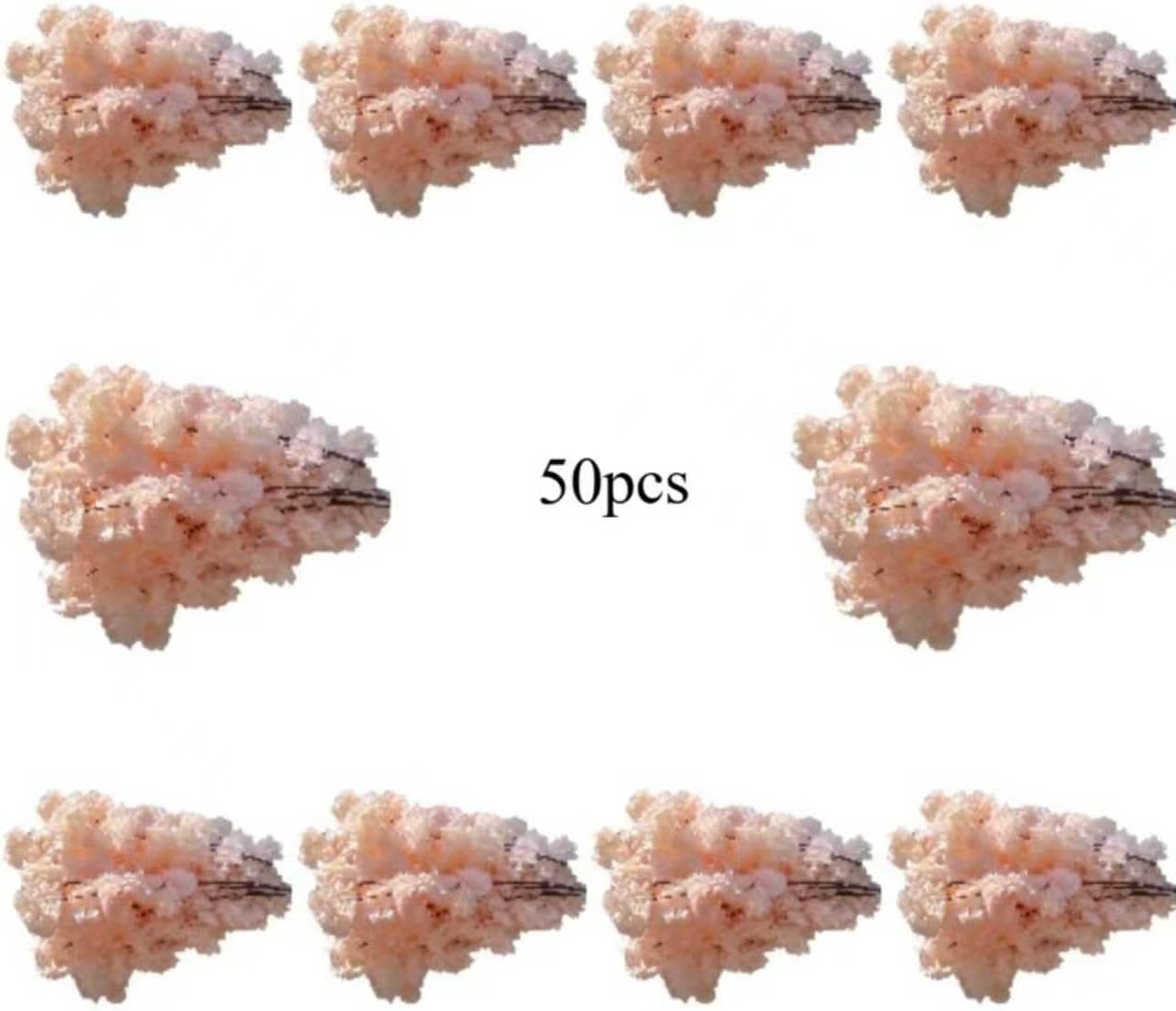 50 Pcs Artificial Cherry Blossom, Silk Cherry Blossom Branches, Realistic Fake Flowers for Weddings, Square Halls, Artificial Trees, Hotel Activities, Living Room Home Decoration (Peach Pink)