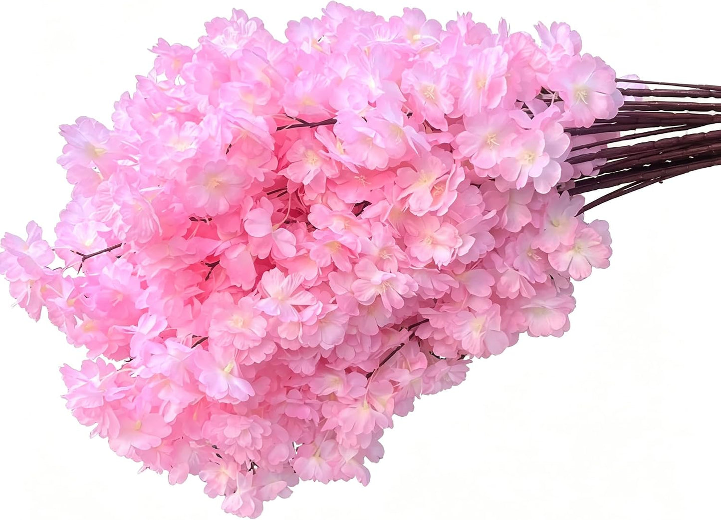 50 Pcs Artificial Cherry Blossom, Silk Cherry Blossom Branches, Realistic Fake Flowers for Weddings, Square Halls, Artificial Trees, Hotel Activities, Living Room Home Decoration (Peach Pink)