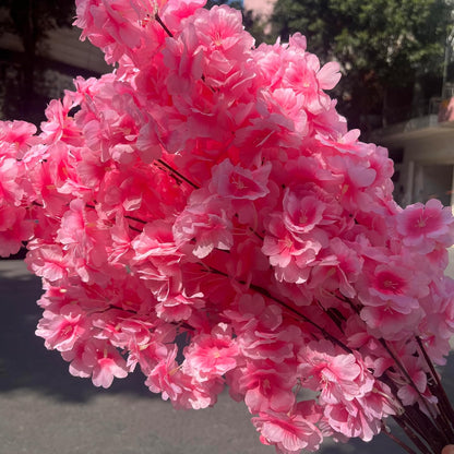 50 Pcs Artificial Cherry Blossom, Silk Cherry Blossom Branches, Realistic Fake Flowers for Weddings, Square Halls, Artificial Trees, Hotel Activities, Living Room Home Decoration (Peach Pink)